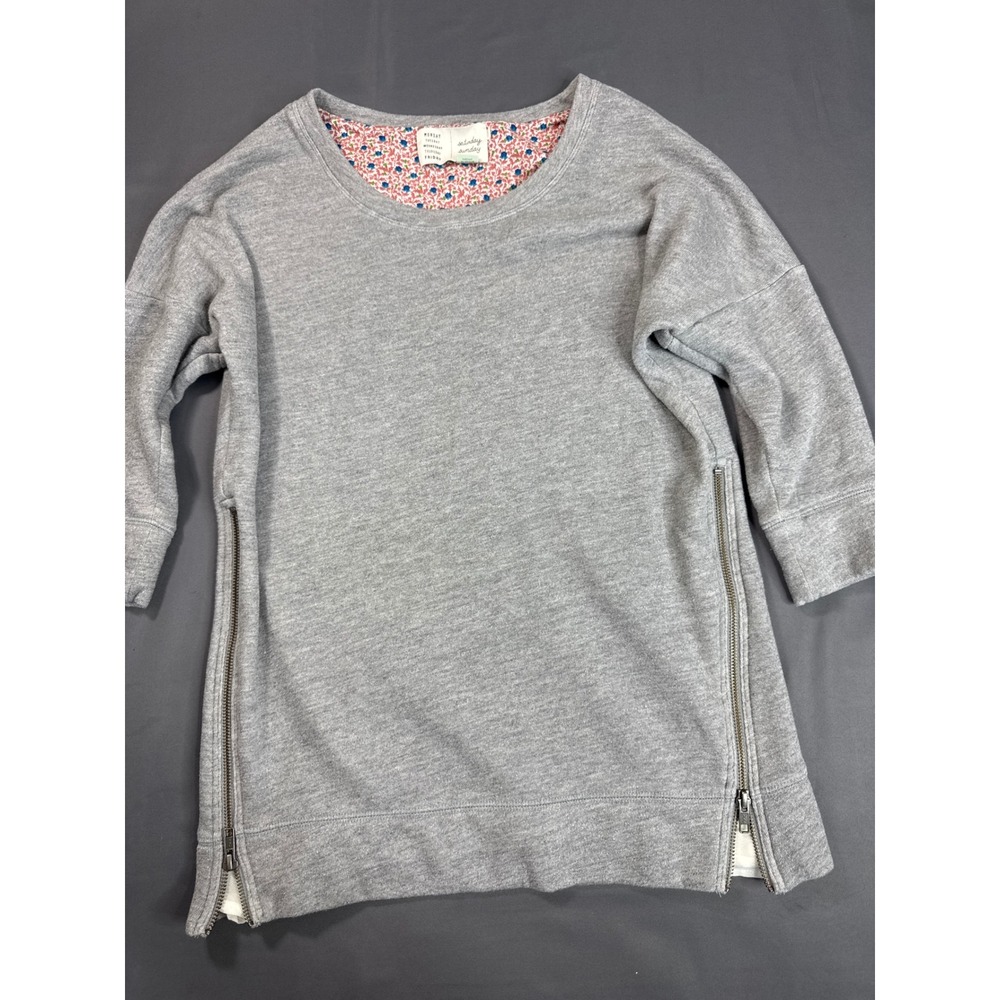 Saturday Sunday Anthropologie Gray Side Zip Chiffon Sweatshirt Womens Small S